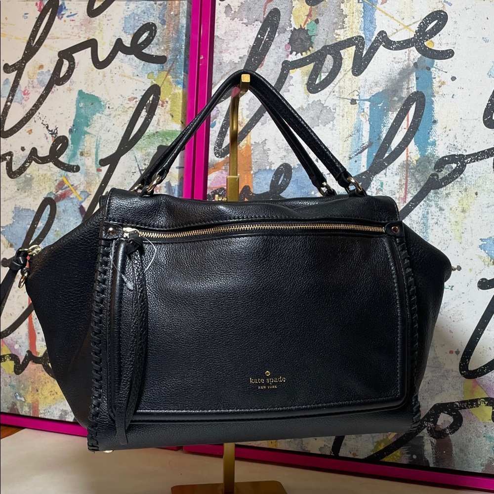 kate spade Ashby Place Abbott Black Leather Satchel with Gold Hardware - Picture 3 of 16